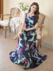 画像7: XS-Lサイズあり【ERUKEI エルケイ】Aライン/ プリント/ノースリーブ/ ワンピース/ ロングドレス / キャバドレス long[OF2] (7)