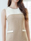 画像22: XS-Lサイズあり 【GINZA COUTURE/銀座クチュール】バイカラー/ 切替/ ツイード/ ノースリーブ/ Aライン/ 膝丈/ ミディアムドレス/ キャバドレス[OF2] (22)