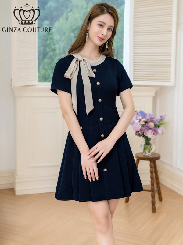 ネイビー モデル：Aoli　身長：162cm 着用サイズ：7号(Sサイズ)