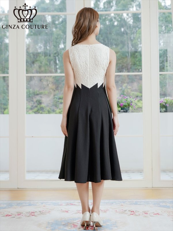 ホワイト×ブラック　モデル：Aoli　身長：162cm　着用サイズ：7号(Sサイズ)