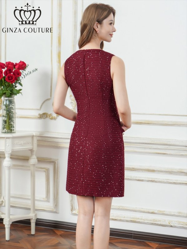 ワインレッド　モデル：Aoli　身長：162cm　着用サイズ：7号(Sサイズ)