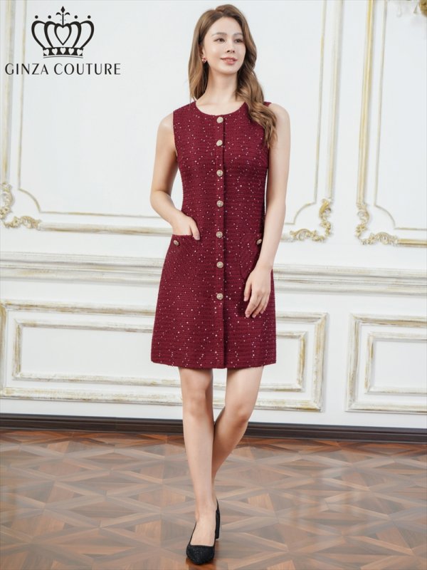 ワインレッド　モデル：Aoli　身長：162cm　着用サイズ：7号(Sサイズ)