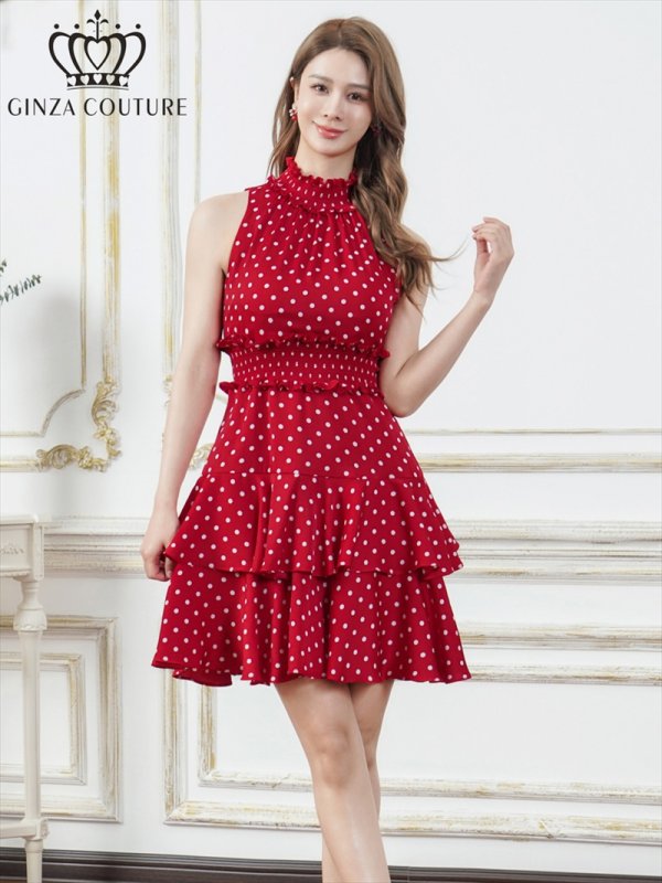 レッド×ホワイト　モデル：Aoli　身長：162cm　着用サイズ：7号(Sサイズ)