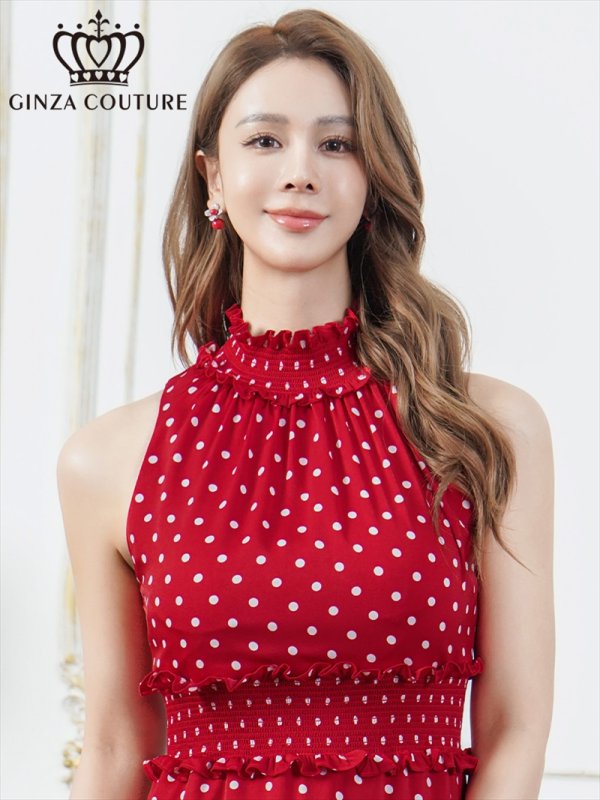 レッド×ホワイト　モデル：Aoli　身長：162cm　着用サイズ：7号(Sサイズ)