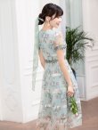 画像12: 【GINZA COUTURE/銀座クチュール】フラワープリント/ 半袖/ 袖あり/ Aライン/ フレア/ ミモレ丈/ ワンピース/ ミディアムドレス/ キャバドレス[OF2] (12)
