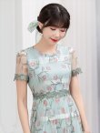 画像14: 【GINZA COUTURE/銀座クチュール】フラワープリント/ 半袖/ 袖あり/ Aライン/ フレア/ ミモレ丈/ ワンピース/ ミディアムドレス/ キャバドレス[OF2] (14)