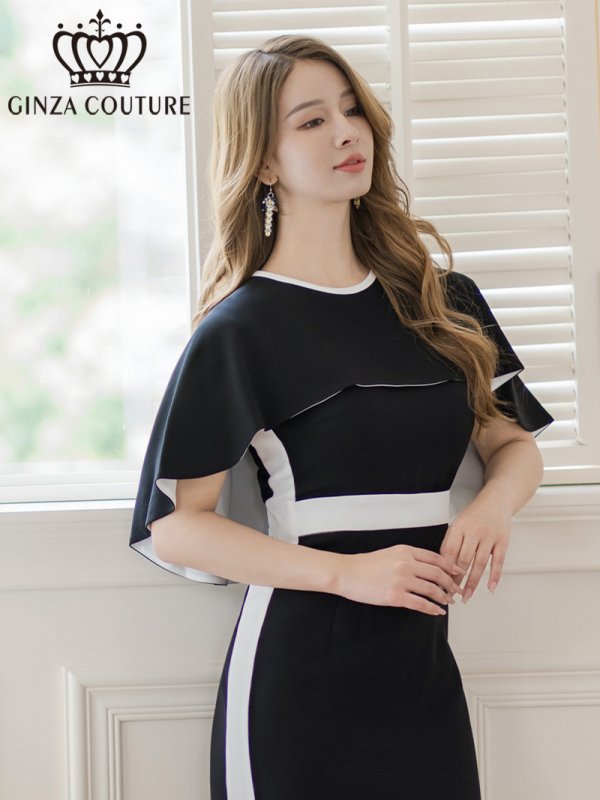 ブラックxホワイト　モデル：Aoli　身長：162cm　着用サイズ：7号(Sサイズ)