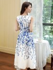 画像11: XS-Lサイズあり 【GINZA COUTURE/銀座クチュール】フラワープリント/ ノースリーブ/ ミモレ丈/ フレア/ Aライン/ ワンピース/ ミディアムドレス/ キャバドレス[OF2] (11)