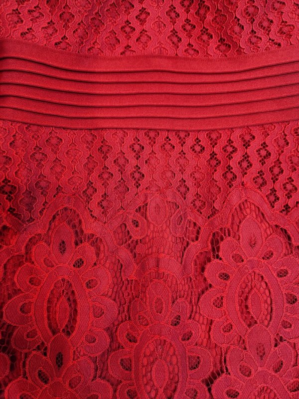 【ERUKEI エルケイ】総レース/ 半袖/ 袖あり/ Vネック/ タイト/ ワンピース/ ミディアムドレス/ キャバドレス[OF2]　ワインレッド