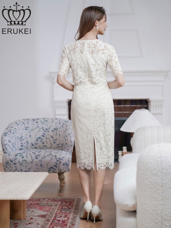 ホワイト モデル:Qiqi 身長:160cm 着用サイズ:7号(Sサイズ)