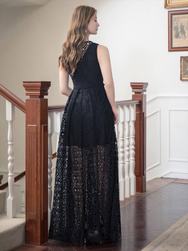 画像3: XS-Lサイズあり【SETTAN/セッタン】総レース/ ノースリーブ/ Aライン/ ロングドレス/ キャバドレスlong[OF2] (3)