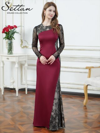 【SETTAN/セッタン】立体フラワーロングドレス　ワインレッド/7号/Sサイズ SETTAN/セッタン】立体フラワーロングドレス ワインレッド/7号/Sサイズ