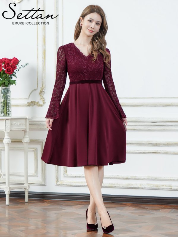 ワインレッド モデル：Aoli　身長：162cm 着用サイズ：7号(Sサイズ)