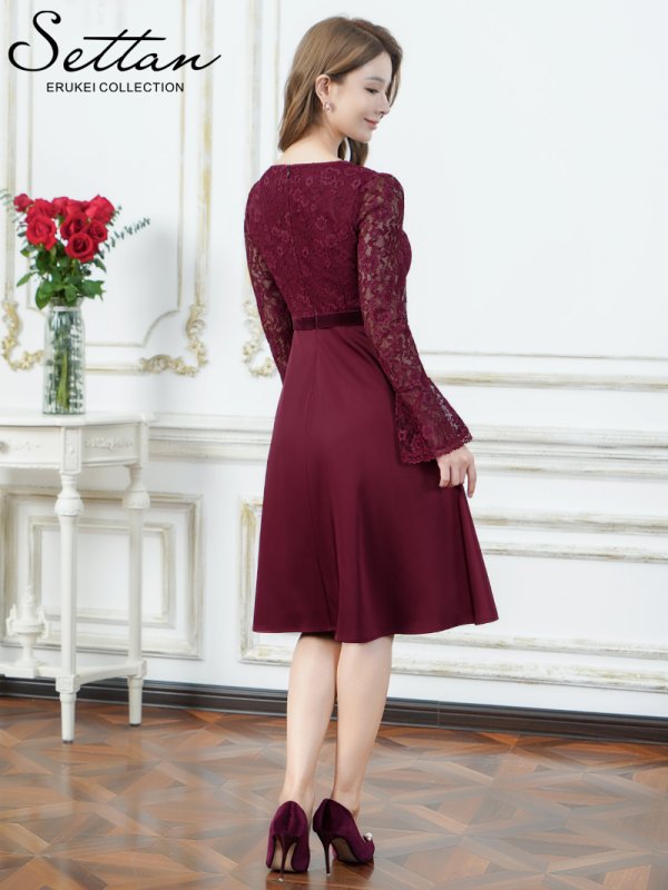 ワインレッド モデル：Aoli　身長：162cm 着用サイズ：7号(Sサイズ)