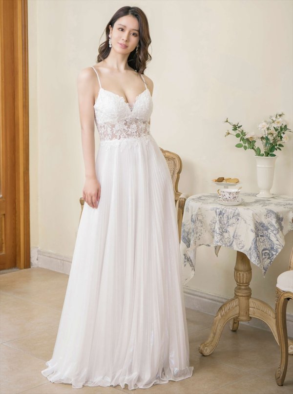 画像26: XS-Lサイズあり【SETTAN/セッタン】ワンカラー/ キャミソール/ 刺繍/ シアー/ ラメ/ プリーツ/ Aライン/ ロングドレス / キャバドレス long[OF2] (26)