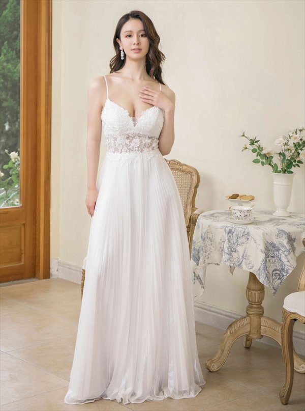 画像30: XS-Lサイズあり【SETTAN/セッタン】ワンカラー/ キャミソール/ 刺繍/ シアー/ ラメ/ プリーツ/ Aライン/ ロングドレス / キャバドレス long[OF2] (30)