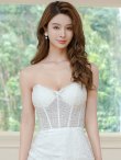 ホワイト　モデル：Aoli　身長：162cm　着用サイズ：7号(Sサイズ)