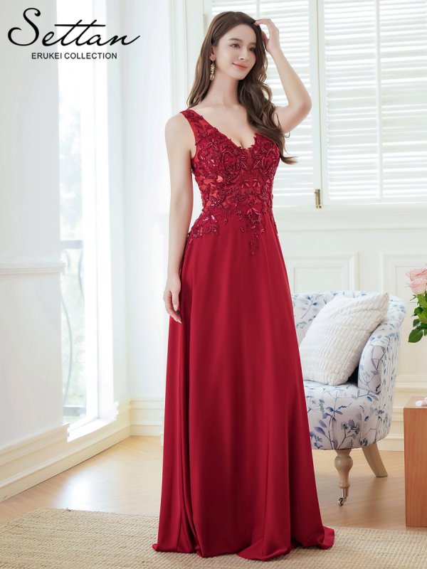 画像2: XS-Lサイズあり【SETTAN/セッタン】スパンコール/ ビーズ刺繍/ シアー/ ノースリーブ/ フレア/ Aライン/ ロングドレス / キャバドレス long[OF2] (2)