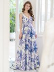 画像13: XS-Lサイズあり【SETTAN/セッタン】ローズプリント/ Vネック/ ノースリーブ/ Aライン/ フレア/ ロングドレス / キャバドレス long[OF2] (13)