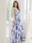 画像14: XS-Lサイズあり【SETTAN/セッタン】ローズプリント/ Vネック/ ノースリーブ/ Aライン/ フレア/ ロングドレス / キャバドレス long[OF2] (14)