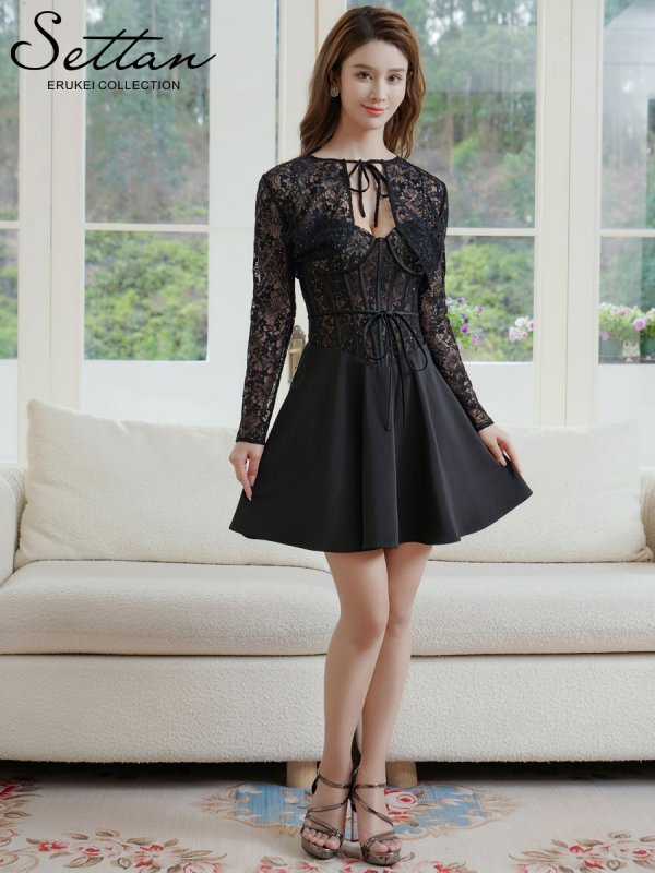 ブラック　モデル：Aoli　身長：162cm　着用サイズ：7号(Sサイズ)着用