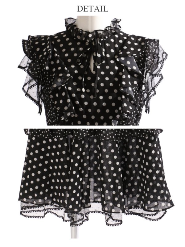 画像31: 【ERUKEI エルケイ】ドット/ 膝丈/ ワンピース/マキシ/フリルデザイン/ キャバドレス[OF2] (31)