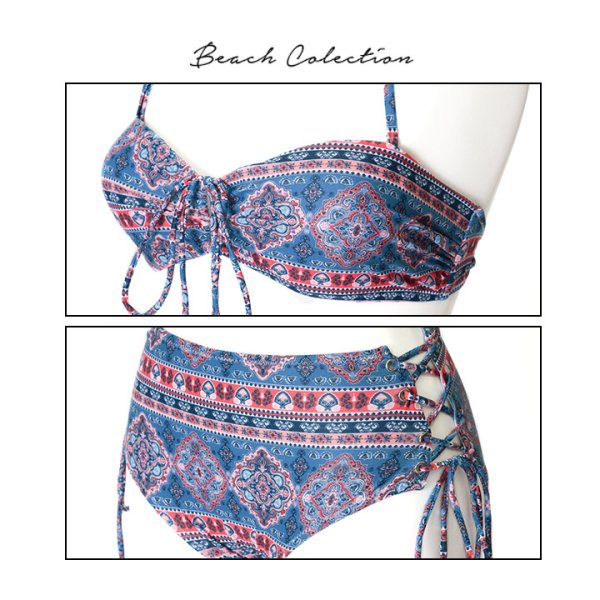 画像13: 【即日発送】【水着セール】【ビキニ】【水着】エスニック柄ホルタービキニ[YMT] (13)