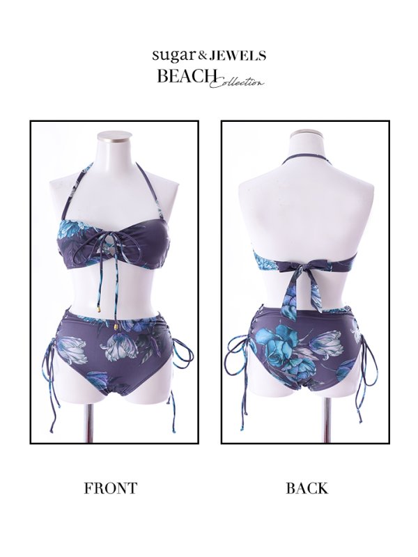 画像14: 【即日発送】【水着セール】【ビキニ】【水着】バンドゥハイウエストモーヴパープルフラワービキニ[YMT] (14)