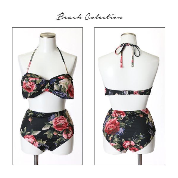 画像7: 【即日発送】【水着セール】【ビキニ】【水着】フラワーホルターハイウエストビキニ[YMT] (7)