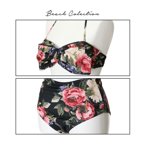 画像8: 【即日発送】【水着セール】【ビキニ】【水着】フラワーホルターハイウエストビキニ[YMT] (8)