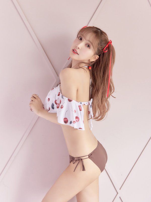 画像12: 【即日発送】【ビキニ】【水着】フリルショルダーさくらんぼビキニ[YMT] (12)