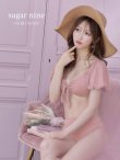 画像1: 【ビキニ】【水着】袖ありギャザーハイウエストビキニ[YMT] (1)
