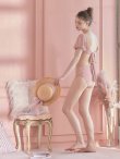 画像8: 【ビキニ】【水着】袖ありギャザーハイウエストビキニ[YMT] (8)