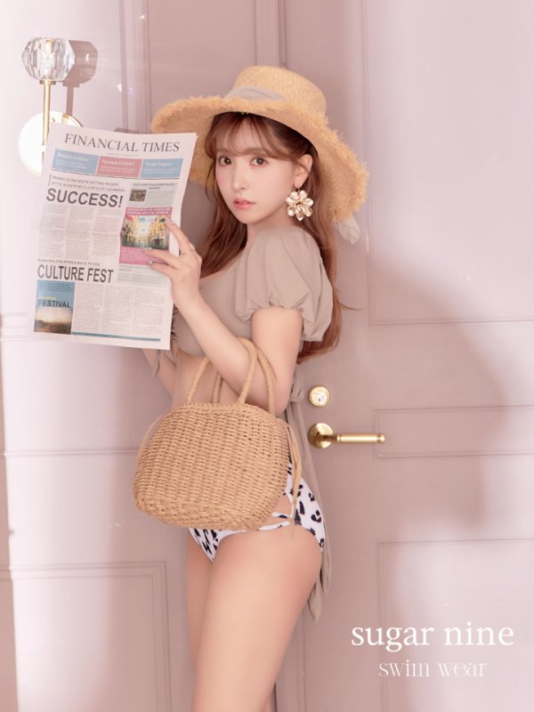 画像2: 【即日発送】【ビキニ】【水着】袖ありギャザーダルメシアンビキニ[YMT] (2)