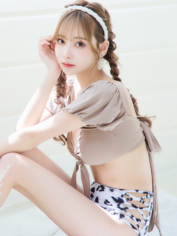 画像7: 【即日発送】【ビキニ】【水着】袖ありギャザーダルメシアンビキニ[YMT] (7)