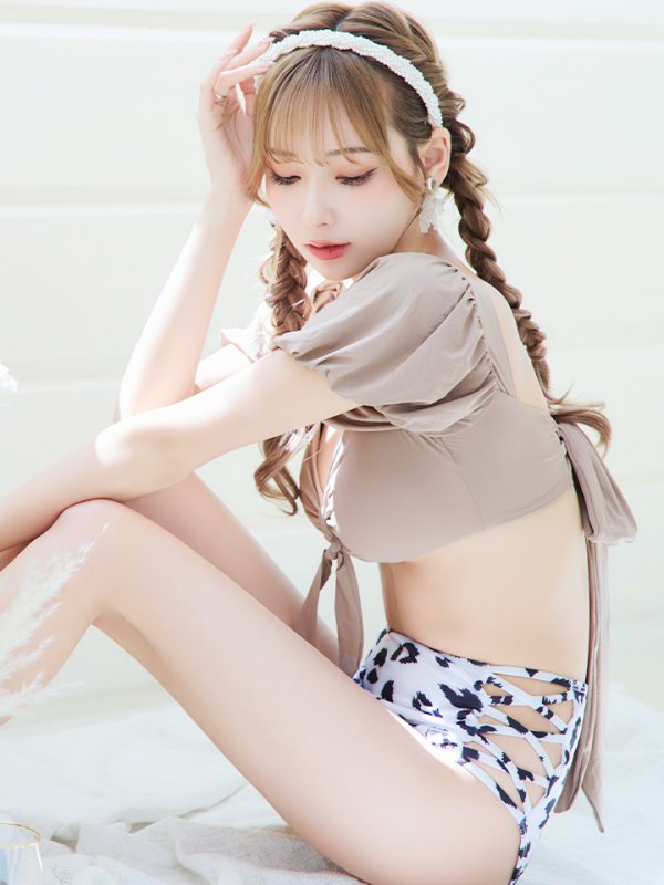 画像11: 【即日発送】【ビキニ】【水着】袖ありギャザーダルメシアンビキニ[YMT] (11)