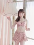 画像9: 【ビキニ】【水着】スカート付き2way ギンガムチェック柄 クロスビキニ 3点セット【予約/6月下旬発送予定】[YMT](MG-SN003) (9)