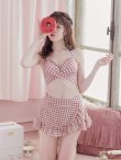 画像7: 【ビキニ】【水着】スカート付き2way ギンガムチェック柄 クロスビキニ 3点セット【予約/6月下旬発送予定】[YMT](MG-SN003) (7)