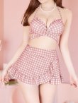 画像19: 【ビキニ】【水着】スカート付き2way ギンガムチェック柄 クロスビキニ 3点セット[YMT](MG-SN003) (19)