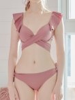 画像10: 【即日発送！】【ビキニ】【水着】ショルダーフリルクロスビキニ/無地/シンプル[YMT] (10)