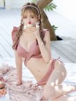 画像8: 【即日発送！】【ビキニ】【水着】ショルダーフリルクロスビキニ/無地/シンプル[YMT] (8)