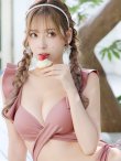 画像10: 【即日発送！】【ビキニ】【水着】ショルダーフリルクロスビキニ/無地/シンプル[YMT] (10)