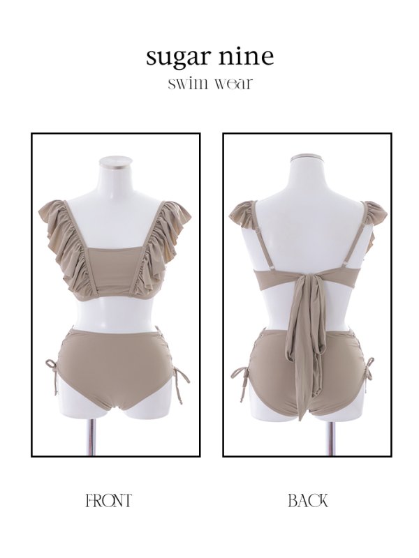 画像17: 【即日発送】【水着セール】【ビキニ】【水着】フリルショルダービキニ/ハイウエスト/無地/シンプル[YMT] (17)