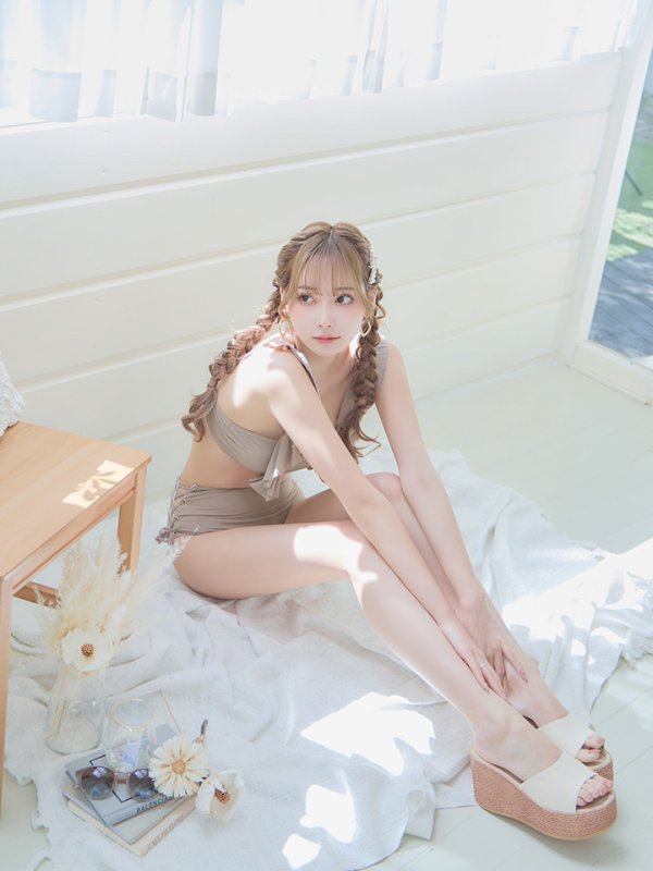 画像9: 【即日発送】【水着セール】【ビキニ】【水着】フリルショルダービキニ/ハイウエスト/無地/シンプル[YMT] (9)