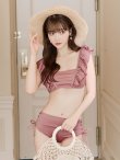画像11: 【ビキニ】【水着】フリルショルダービキニ/ハイウエスト/無地/シンプル[YMT] (11)