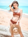 画像1: 【ビキニ】【水着】テラコッタ/ヘルシーホルタービキニ[YMT] (1)