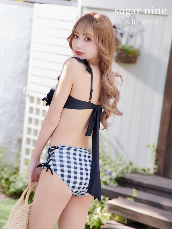 画像3: 【即日発送】【水着セール】【ビキニ】【水着】ギンガムフリルビキニ[M190-SW-23PY][YMT] (3)