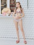 画像4: 【ビキニ】【水着】フリルカラー 千鳥格子柄 ビキニ 2点セット[YMT] (4)