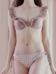画像5: 【ビキニ】【水着】フリルカラー 千鳥格子柄 ビキニ 2点セット[YMT] (5)