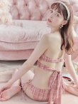画像7: 【ビキニ】【水着】ツイードプリント バッククロスリボン クロスビキニ 2点セット[YMT] (7)